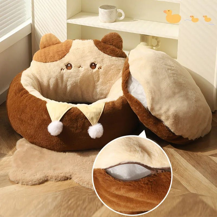 Round Plush Pet Bed For Deep Sleep Winter Comfort